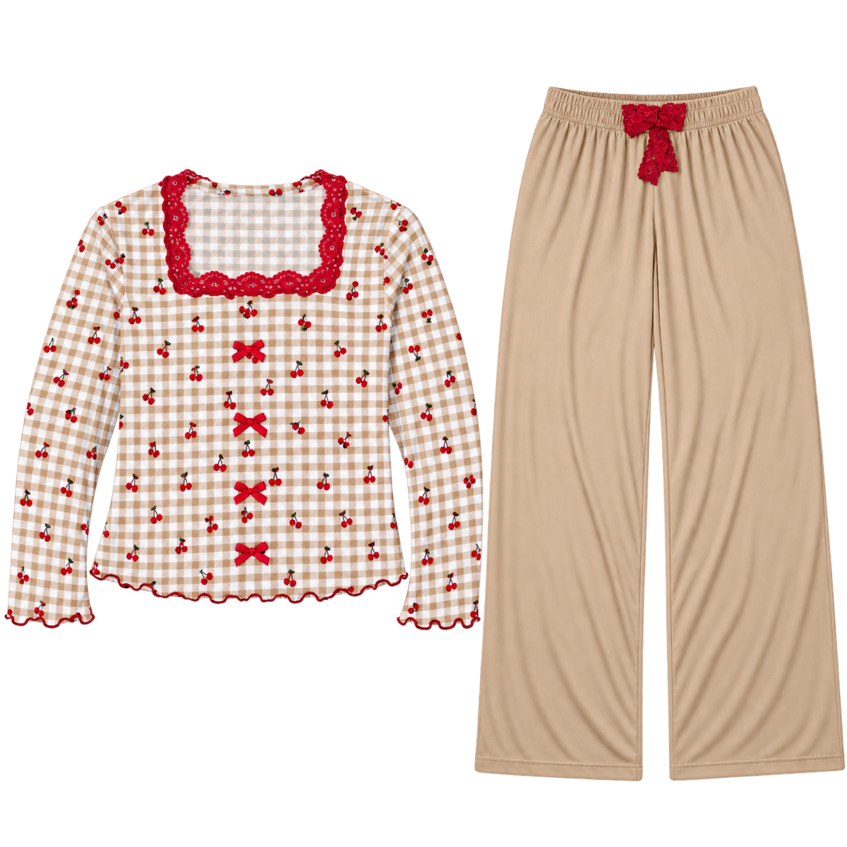 Pyjama HerBeauty Beige avec bandeau et brosse