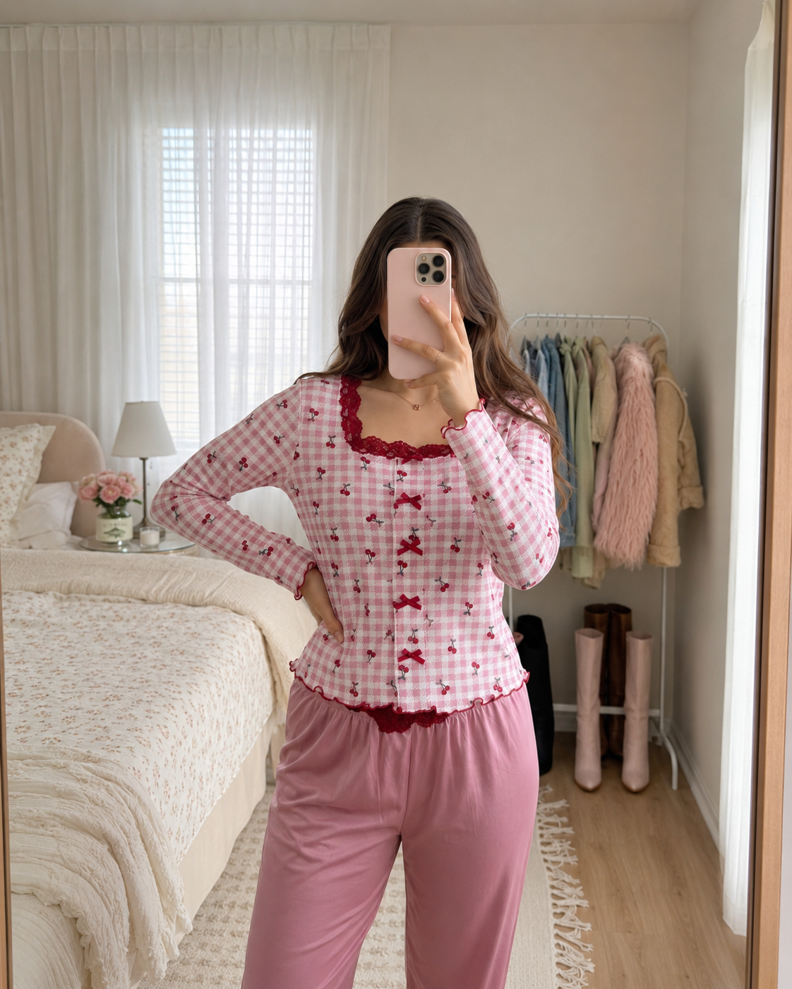 Pyjama HerBeauty Rose porté